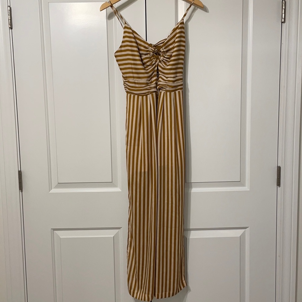 Bronze and tan striped long romper. Only worn once.  - Size Medium